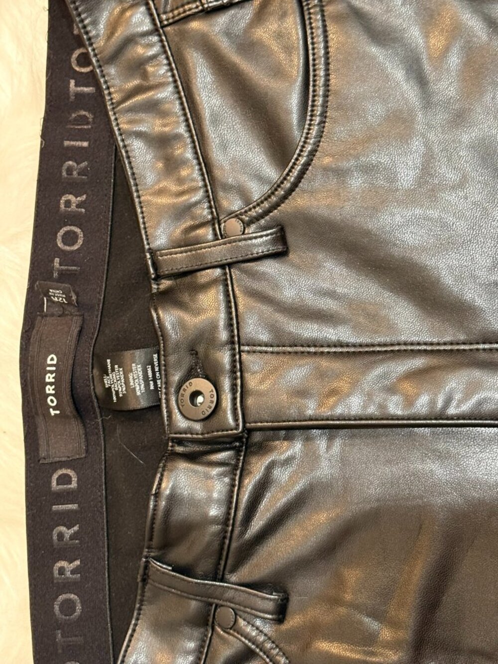 Torrid Black Faux Leather Pants Size 12R NWOT 28” Inseam